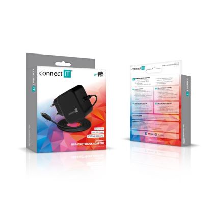 CONNECT IT CNP-1660-BK - Univerzální napájecí adaptér pro notebooky USB-C 67W