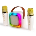 CONNECT IT CSP-1010-BG - LED RGB Reproduktor s bezdrátovými mikrofony 2Mic 5W/1200 mAh + 2x 400 mAh krémová/zlatá