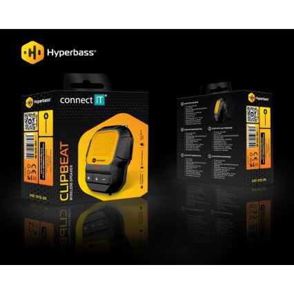CONNECT IT HSP-1010-BK - Bezdrátový reproduktor s mikrofonem ClipBEAT 2W/5V 560 mAh IPX7 černá/žlutá