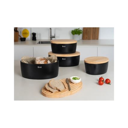 Continenta C3736 - Chlebník s víkem 36x23 cm černá/gumovník