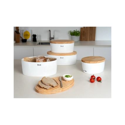 Continenta C3936 - Chlebník s víkem 36x23 cm bílá/gumovník