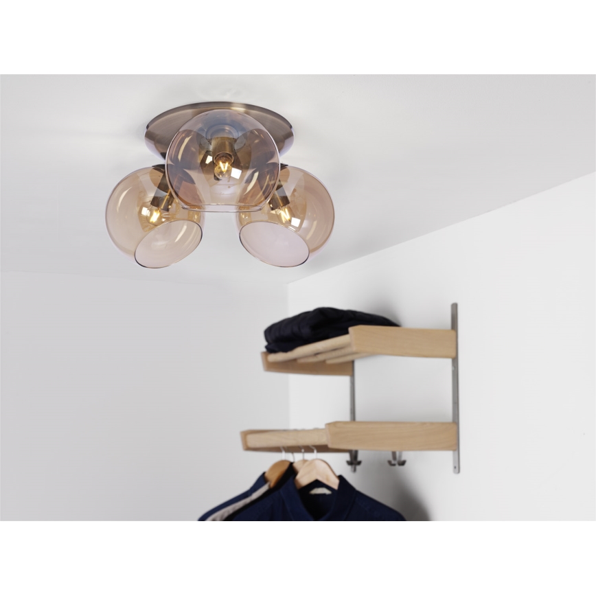 Cottex - Stropní svítidlo CAPELLA 3xE14/40W/230V pr. 37 cm kouřová/hnědá