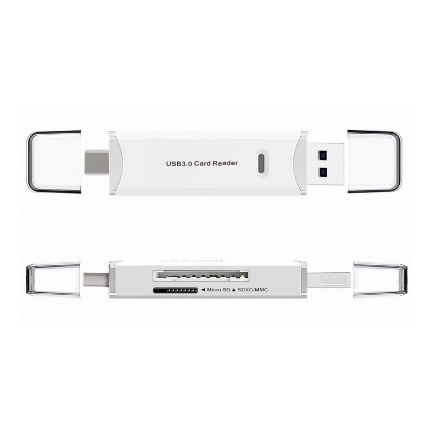 Čtečka karet MicroSD SDXC MMC s konektorem USB-C + USB 3.0