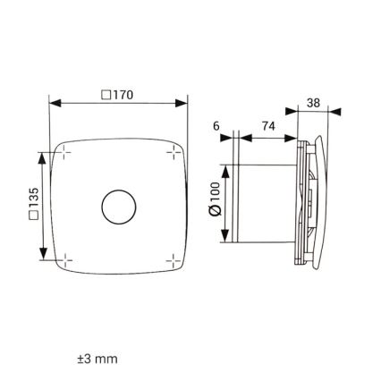 Dalap 41093zw - Axiální ventilátor s časovačem 100 ONYX ZW 14W/230V