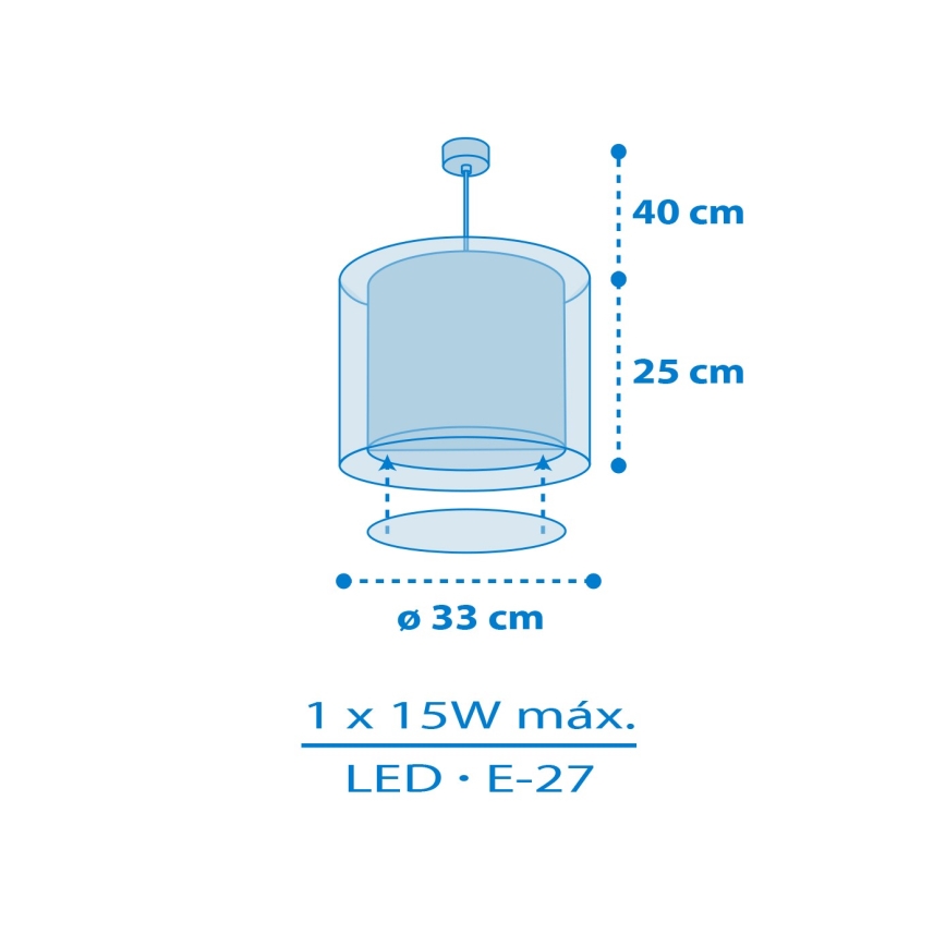 Dalber 40672 - Dětský lustr WORLD 1xE27/15W/230V modrá