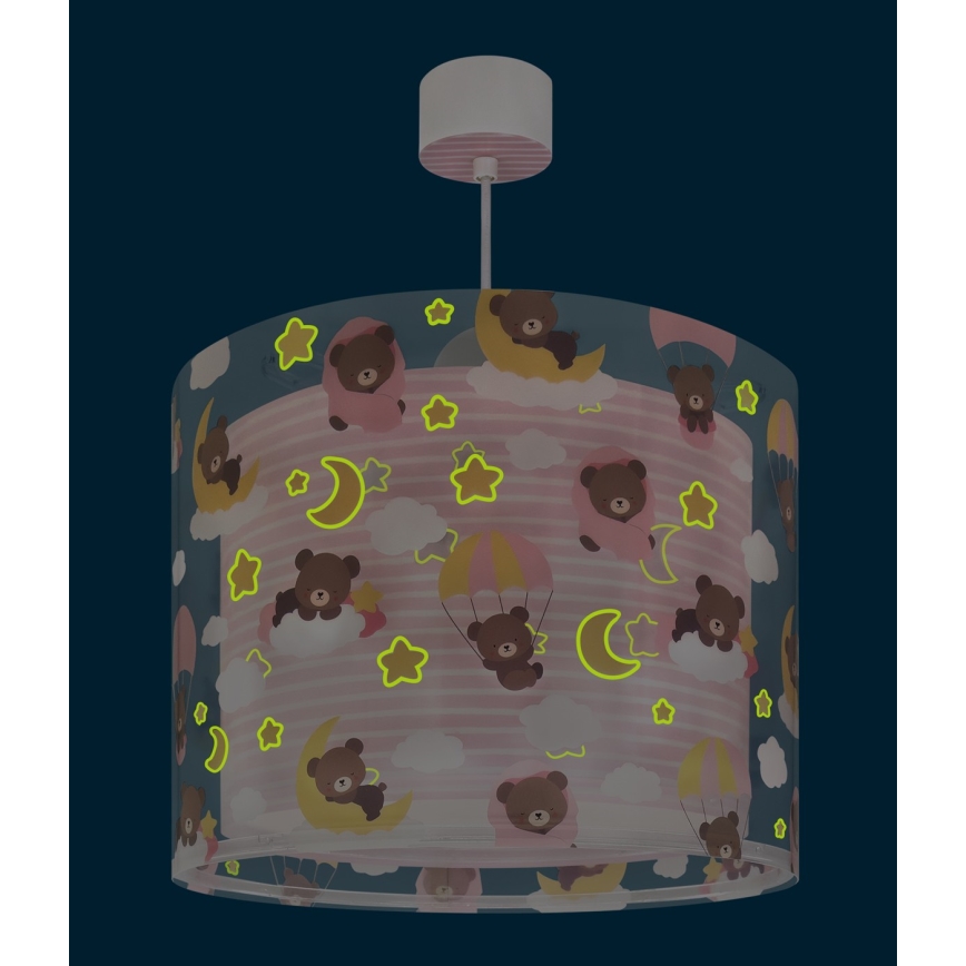 Dalber 41572S - Dětský lustr BABY TEDDY 1xE27/15W/230V růžová
