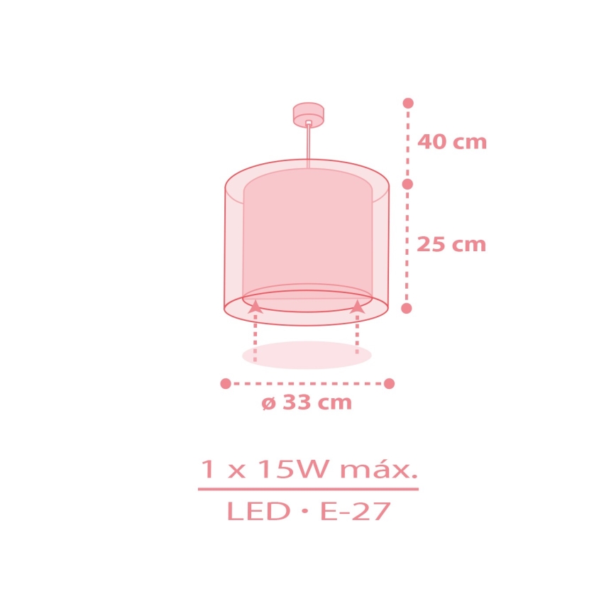 Dalber 41572S - Dětský lustr BABY TEDDY 1xE27/15W/230V růžová