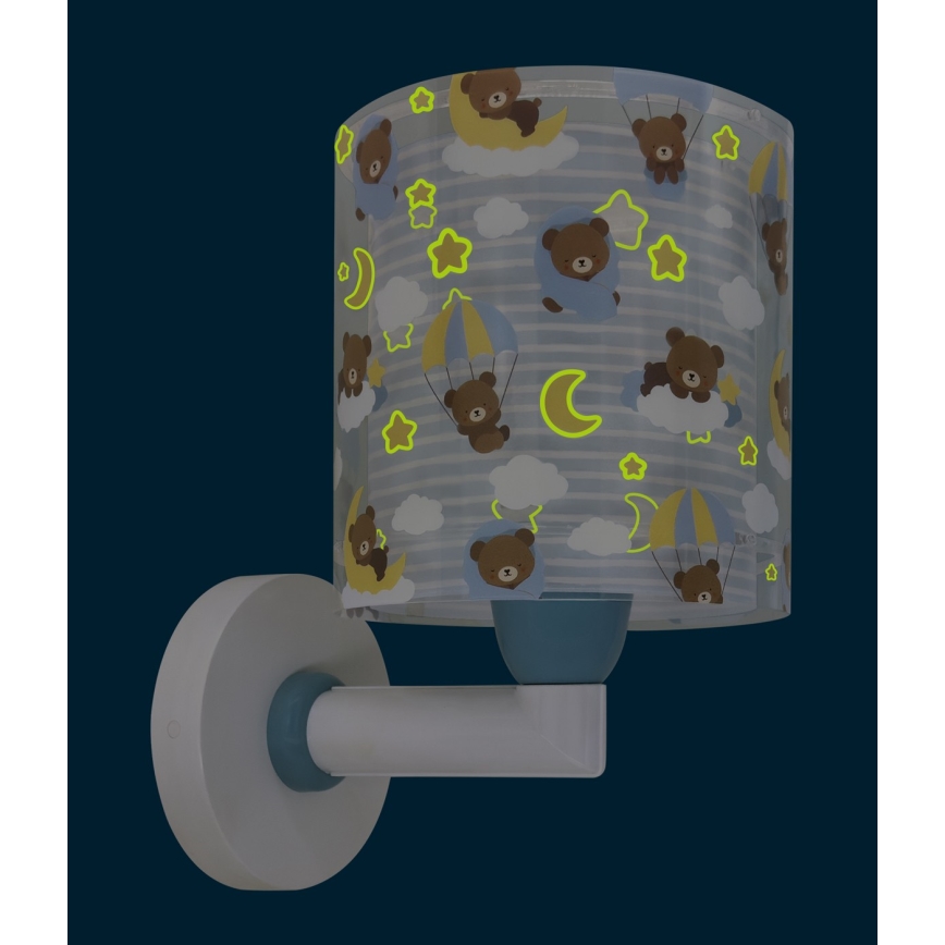 Dalber 41579T - Dětská nástěnná lampa BABY TEDDY 1xE27/15W/230V modrá