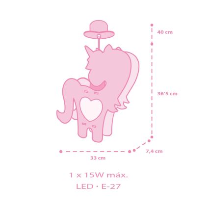 Dalber 41597 - Dětský lustr UNICORN 1xE27/15W/230V
