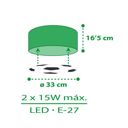 Dalber 41736 - Dětské stropní svítidlo FOOTBALL 2xE27/15W/230V