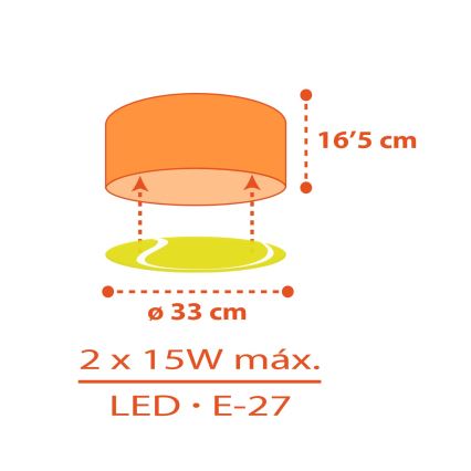 Dalber 41756 - Dětské stropní svítidlo TENNIS 2xE27/15W/230V