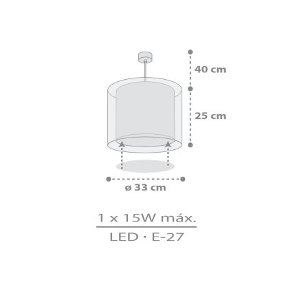 Dalber 41762E - Dětský lustr KAWAII FRIENDS 1xE27/15W/230V šedá