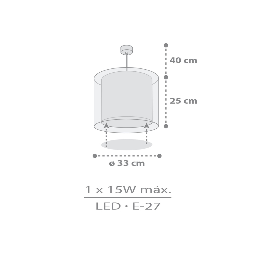 Dalber 41762E - Dětský lustr KAWAII FRIENDS 1xE27/15W/230V šedá
