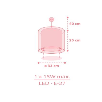 Dalber 41762S - Dětský lustr KAWAII FRIENDS 1xE27/15W/230V růžová