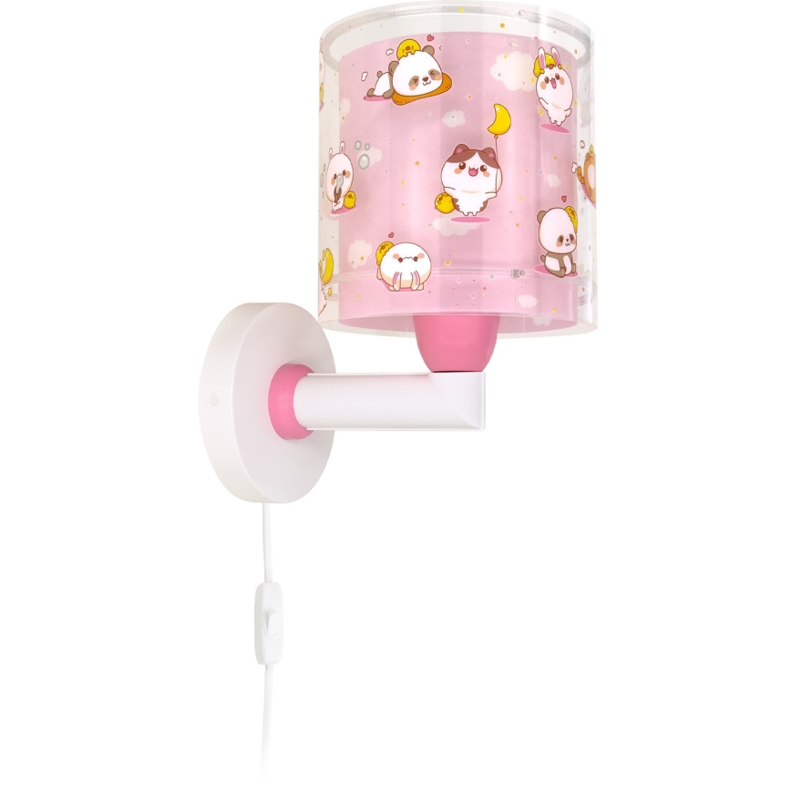 Dalber 41769S - Dětská nástěnná lampa KAWAII FRIENDS 1xE27/15W/230V růžová