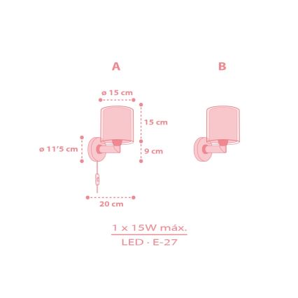 Dalber 41769S - Dětská nástěnná lampa KAWAII FRIENDS 1xE27/15W/230V růžová