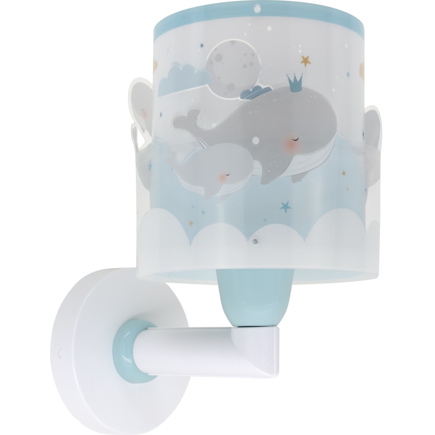 Dalber 61179T - Dětské nástěnné svítidlo WHALE DREAMS 1xE27/15W/230V modrá