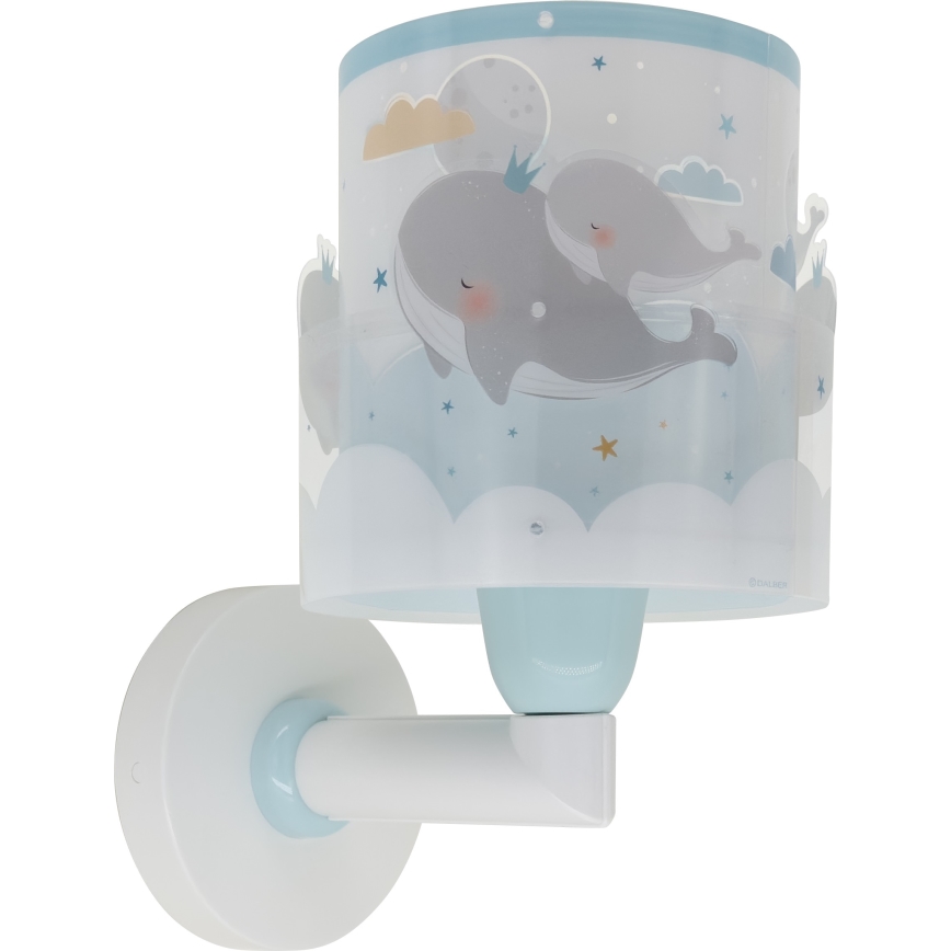 Dalber 61179T - Dětské nástěnné svítidlo WHALE DREAMS 1xE27/15W/230V modrá