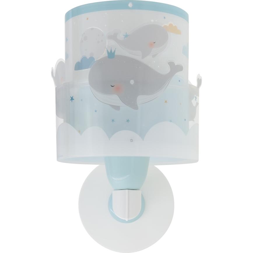Dalber 61179T - Dětské nástěnné svítidlo WHALE DREAMS 1xE27/15W/230V modrá