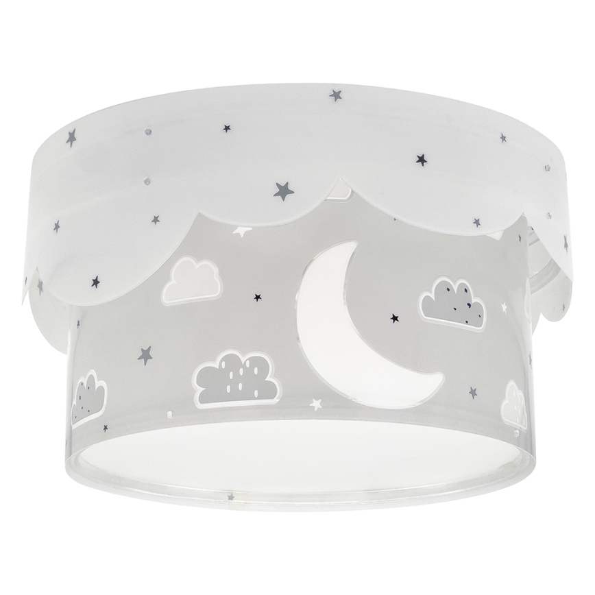Dalber 61236E - Dětské stropní svítidlo MOON 2xE27/60W/230V šedá