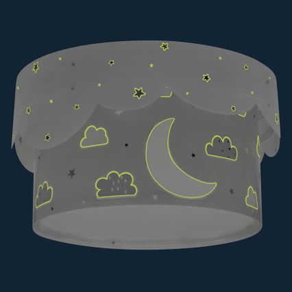 Dalber 61236E - Dětské stropní svítidlo MOON 2xE27/60W/230V šedá