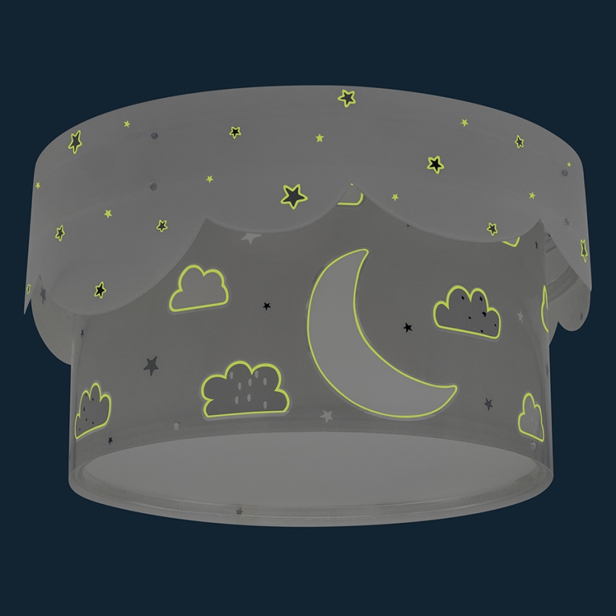 Dalber 61236E - Dětské stropní svítidlo MOON 2xE27/60W/230V šedá