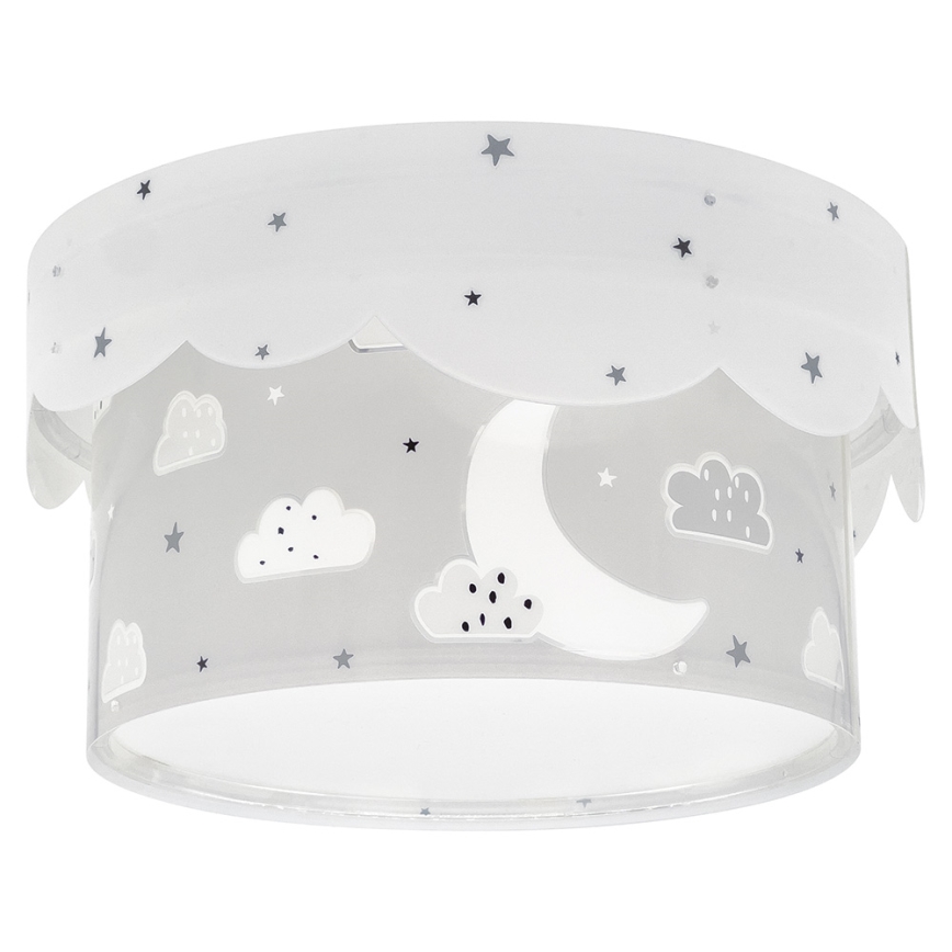 Dalber 61236E - Dětské stropní svítidlo MOON 2xE27/60W/230V šedá