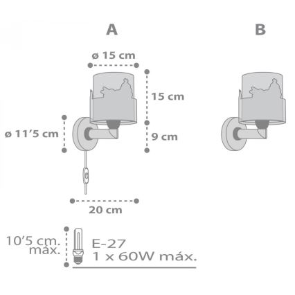 Dalber 61279 - Dětské nástěnné svítidlo LOVING DEER 1xE27/60W/230V