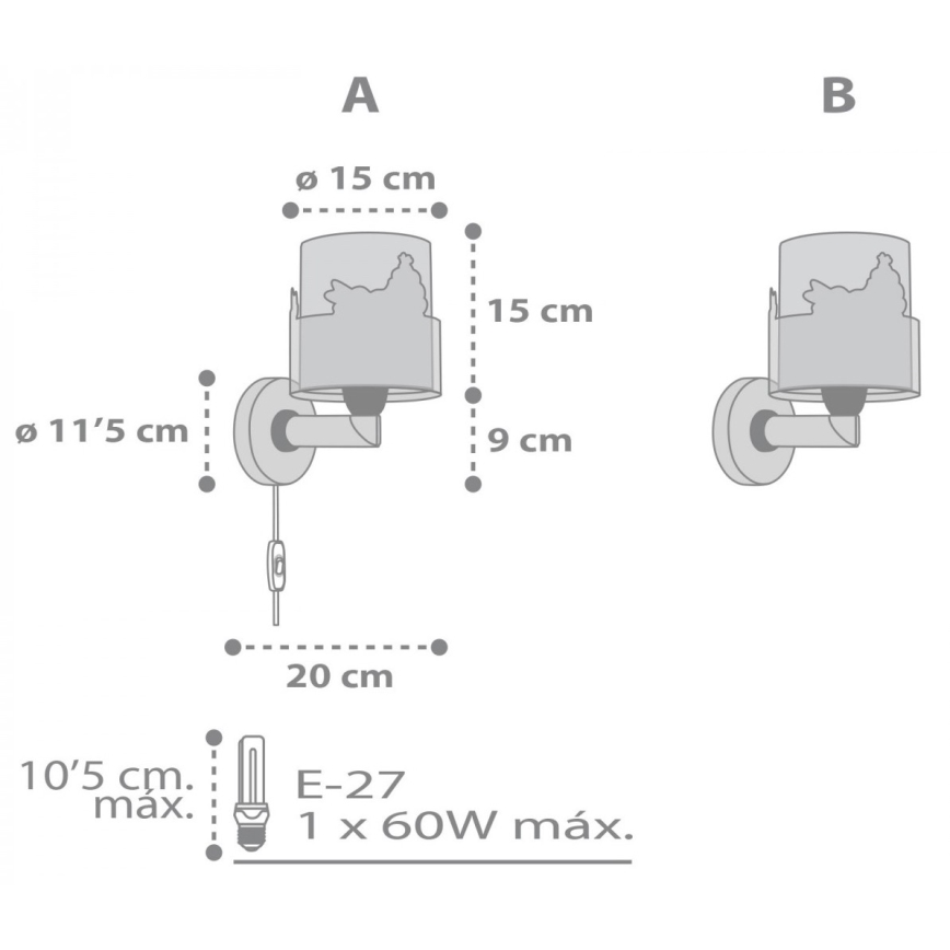 Dalber 61279 - Dětské nástěnné svítidlo LOVING DEER 1xE27/60W/230V