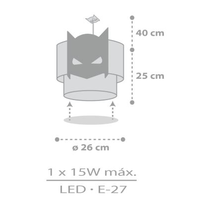 Dalber 61802 - Dětský lustr DARK HERO 1xE27/15W/230V