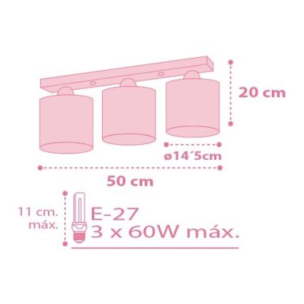 Dalber 62003S - Dětské stropní svítidlo COLORS 3xE27/60W/230V