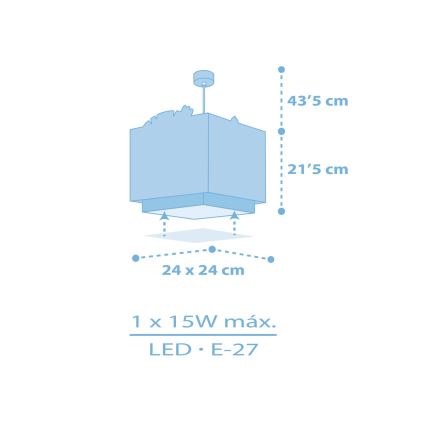 Dalber 63112T - Dětský lustr JUNGLE 1xE27/15W/230V modrá