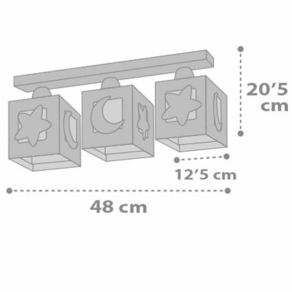 Dalber 63233NE - Dětské stropní svítidlo MOONLIGHT 3xE27/60W/230V