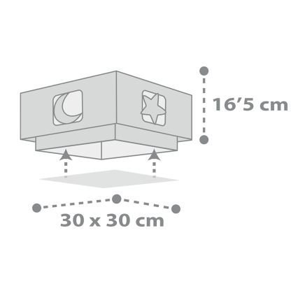 Dalber 63236E - Dětské stropní svítidlo MOONLIGHT 2xE27/60W/230V šedá