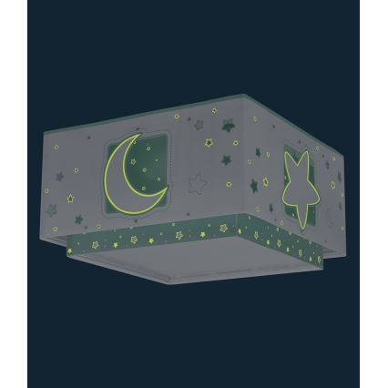 Dalber 63236H - Dětské stropní svítidlo MOONLIGHT 2xE27/60W/230V zelená