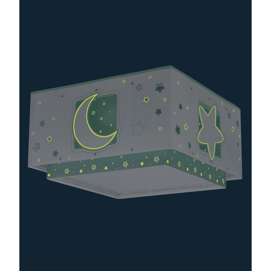 Dalber 63236H - Dětské stropní svítidlo MOONLIGHT 2xE27/60W/230V zelená