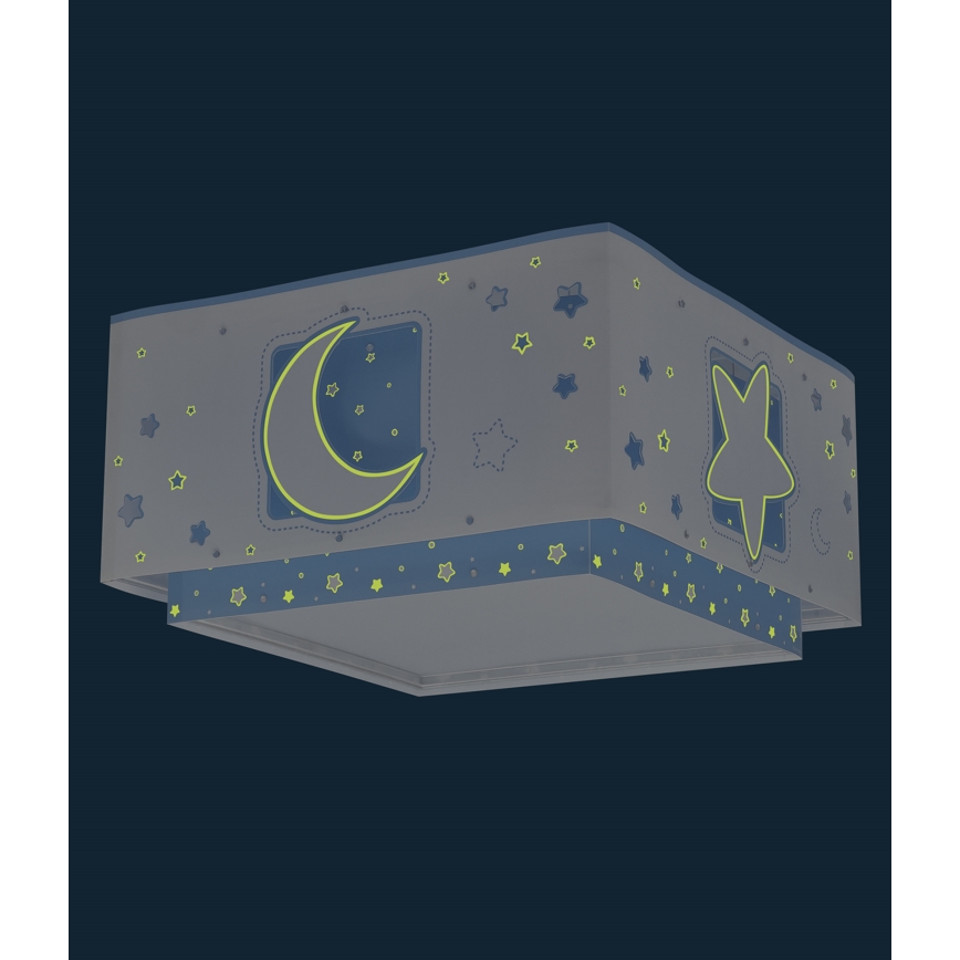 Dalber 63236T - Dětské stropní svítidlo MOONLIGHT 2xE27/60W/230V modrá