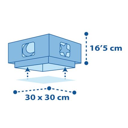 Dalber 63236T - Dětské stropní svítidlo MOONLIGHT 2xE27/60W/230V modrá