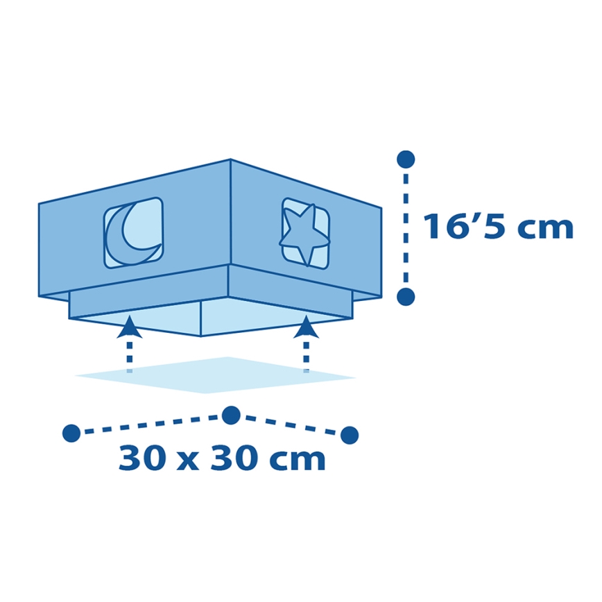 Dalber 63236T - Dětské stropní svítidlo MOONLIGHT 2xE27/60W/230V modrá