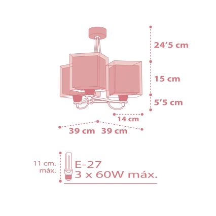 Dalber 63267S - Dětský lustr KOALA 3xE27/60W/230V