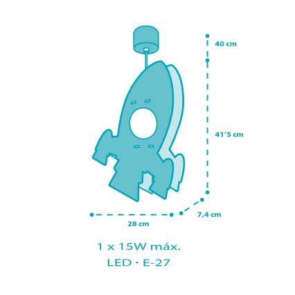 Dalber 63357 - Dětský lustr ROCKET 1xE27/15W/230V