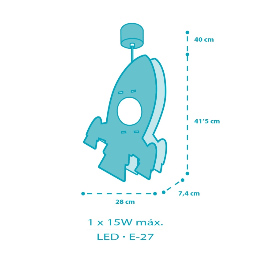 Dalber 63357 - Dětský lustr ROCKET 1xE27/15W/230V
