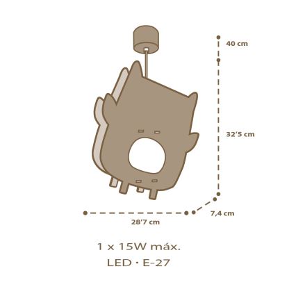 Dalber 63397 - Dětský lustr OWL 1xE27/15W/230V