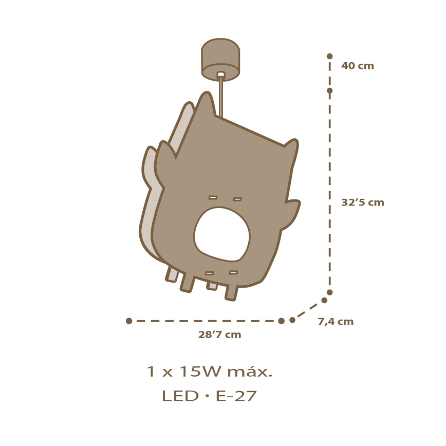 Dalber 63397 - Dětský lustr OWL 1xE27/15W/230V