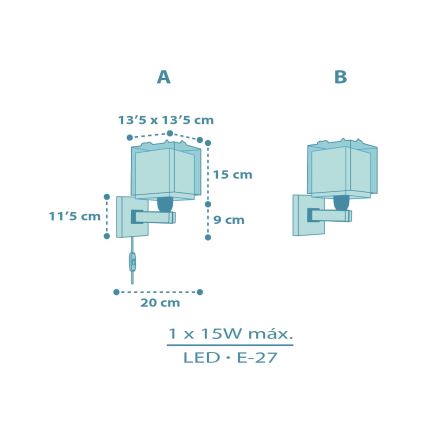 Dalber 63459 - Dětská nástěnná lampa BABY DINOS 1xE27/15W/230V pestrobarevná
