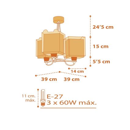 Dalber 64567 - Dětský lustr LITTLE TIGER 3xE27/60W/230V