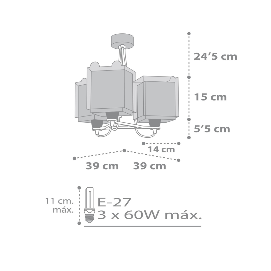 Dalber 64577 - Dětský lustr LITTLE TEDDY 3xE27/60W/230V