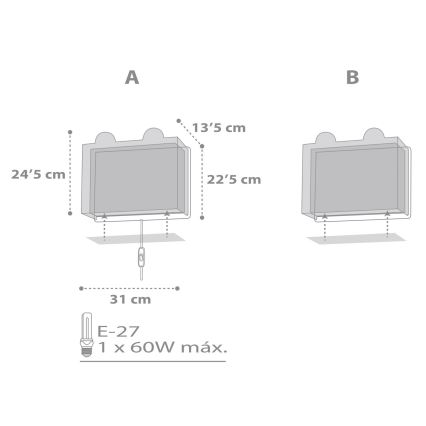 Dalber 64578 - Dětské nástěnné svítidlo LITTLE TEDDY 1xE27/60W/230V