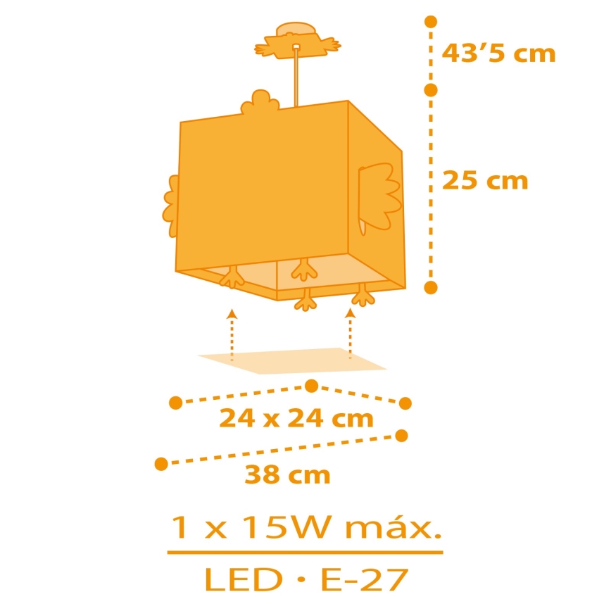 Dalber 64642 - Dětský lustr LITTLE CHICKEN 1xE27/15W/230V