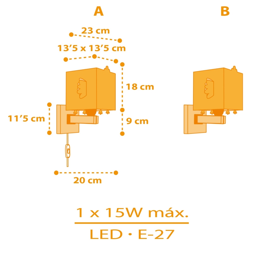 Dalber 64649 - Dětské nástěnné svítidlo LITTLE CHICKEN 1xE27/15W/230V